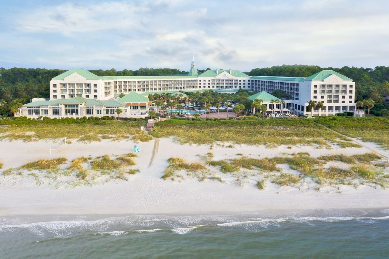 The resort seen from the water