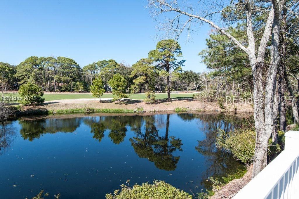 The lagoon and fairway seen from the porch